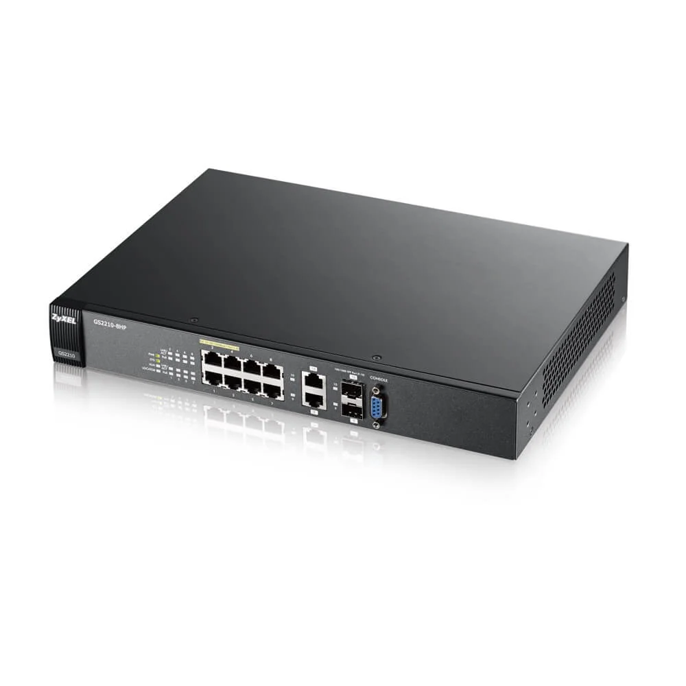 ZyXel GS2210-8, комутатор 8xGbE+2xGbE/SFP/Rj45 