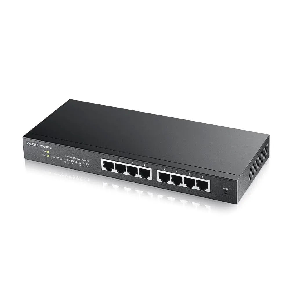 ZyXel GS1900-8, комутатор 8 port GbE L2 smart swit