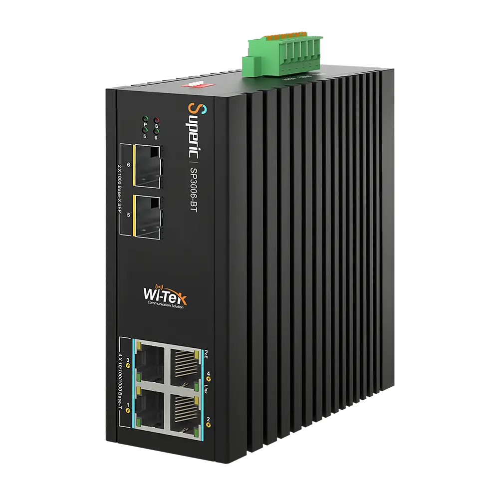 SP3006F-BT, 6-портов индустриален PoE комутатор