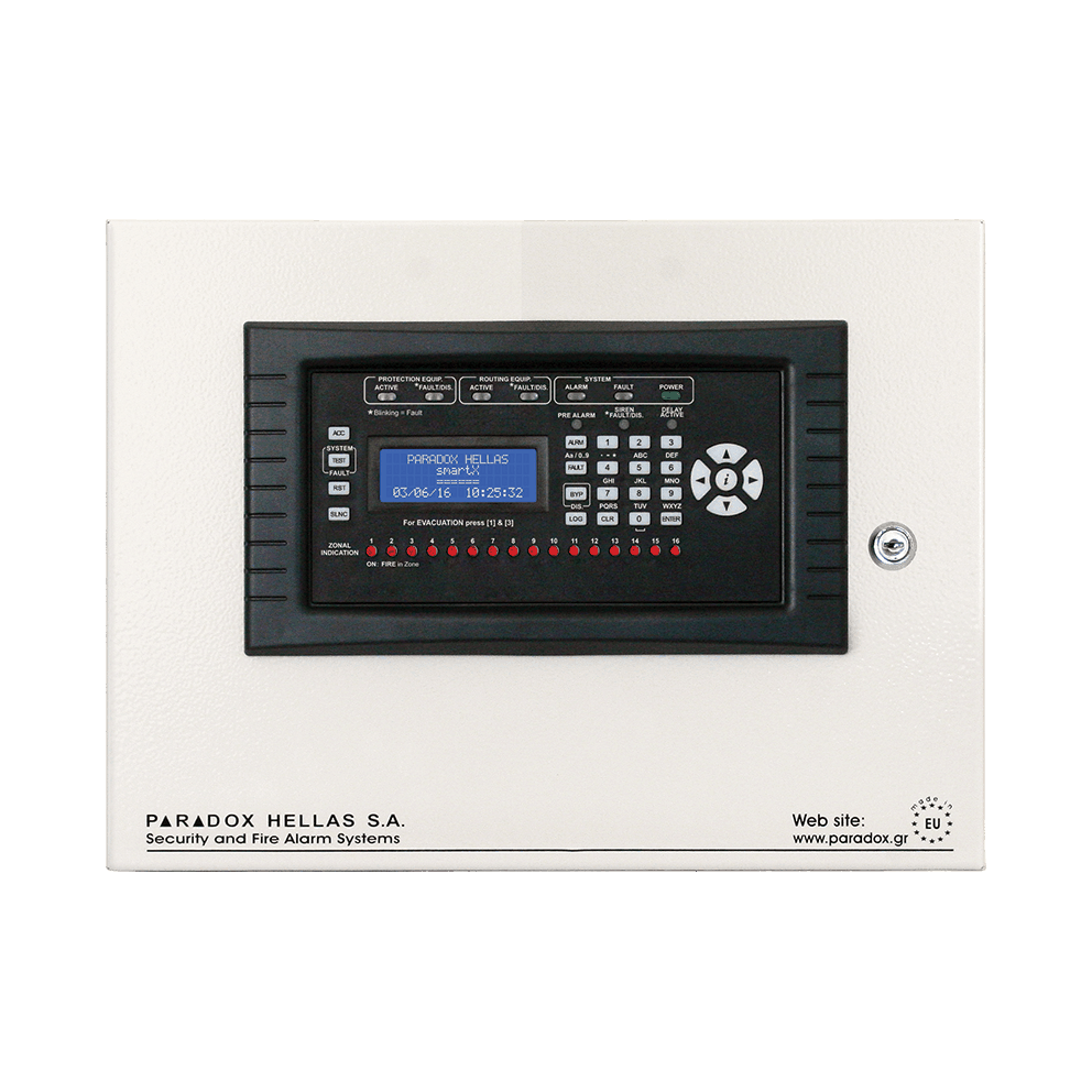 Аналогово адресируем контролен панел с 1 контур и 32 пожарни зони 