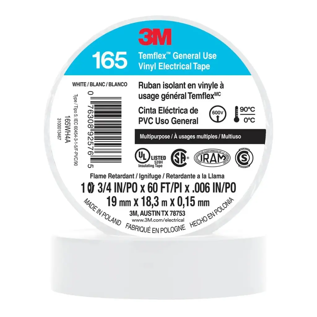 Изолационна лента Temflex 165 цвят БЯЛ 0.15х19мм, 20 м