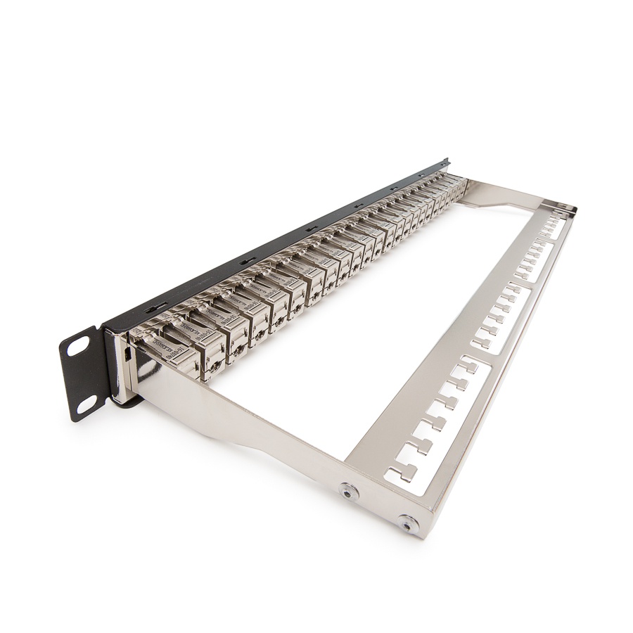 19" пач панел FTP Категория 5E 24xRJ45/s 1U черен в комплект с 24 бр. кийстони KEJ-C5E-S-TL
