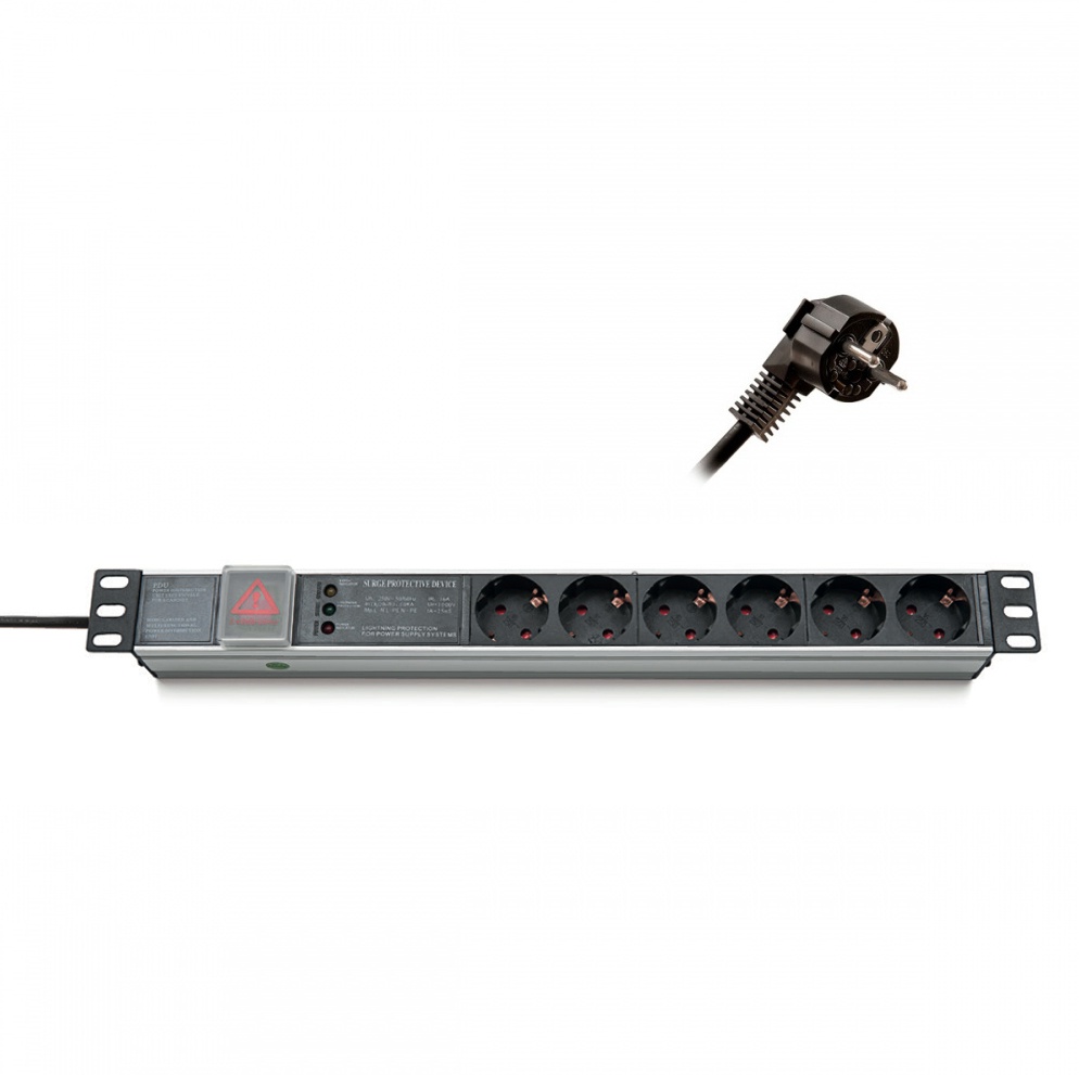 19“ Разклонител 6 x 230 V тип Шуко 