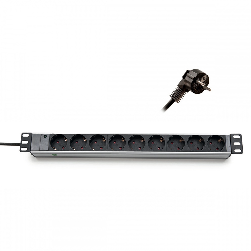 19“ Разклонител, 9 x 230 V тип Шуко 