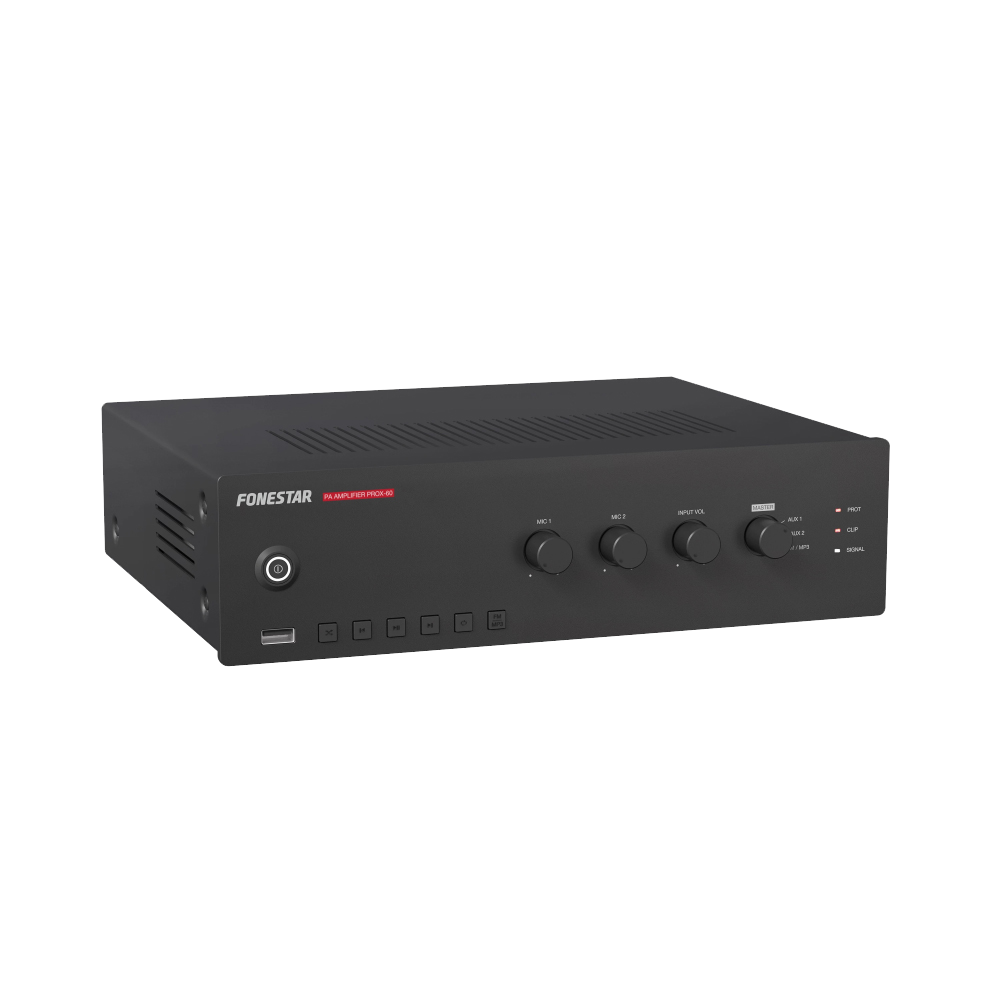 60 W Еднозонов усилвател със смесител за озвучаване с вграден USB/FM player