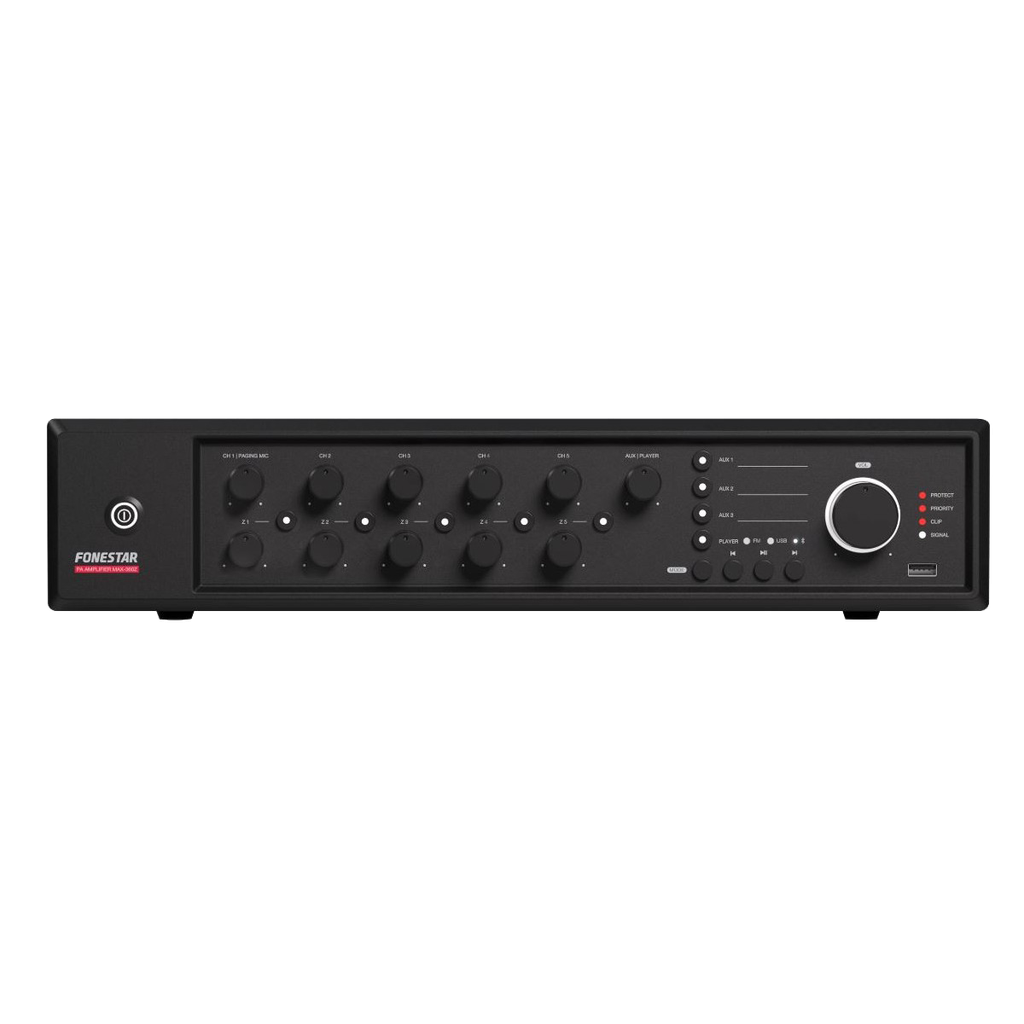 360 W 5-зонов усилвател със смесител за озвучаване с вграден FM/USB/Bluetooth плейър