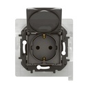 Контакт ШУКО 16A с капак IP44 и детска защита цвят Сив Niloe New Legrand