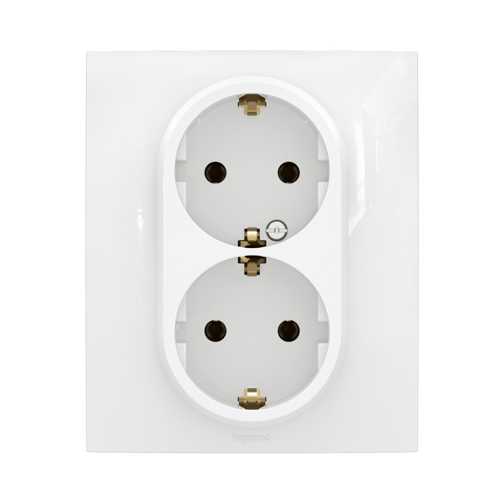 Контакт шуко ДВОЕН 16A моноблок цвят Бял Niloe New Legrand