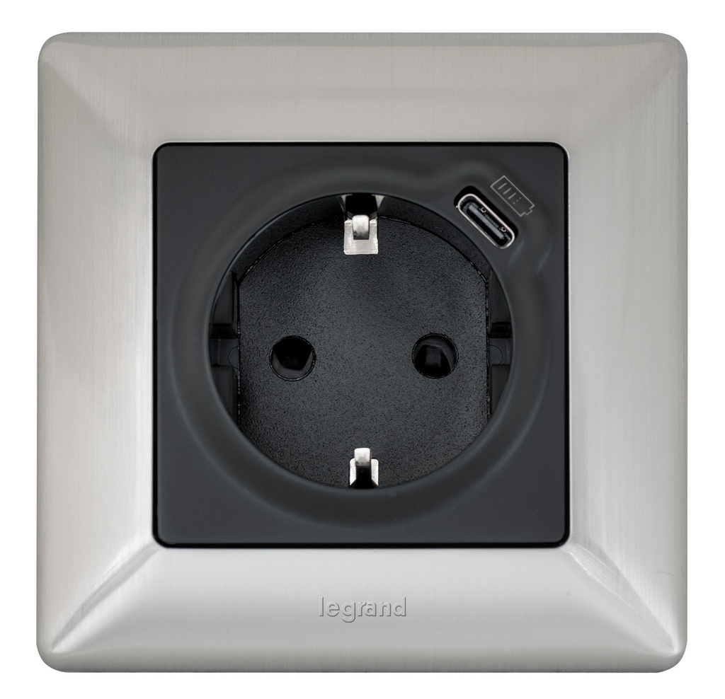 Контакт ШУКО 16A детска защита цвят черен Valena Life Legrand