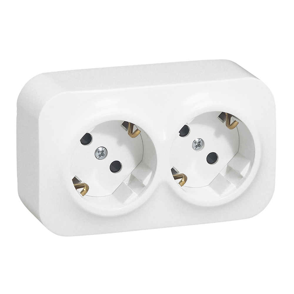 Контакт шуко ДВОЕН IP21 открит монтаж Forix Бял Legrand