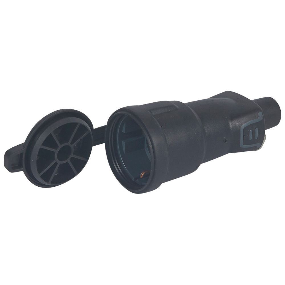 Куплунг черен 2P+T 16A IP44 250V гумиран с капаче Legrand