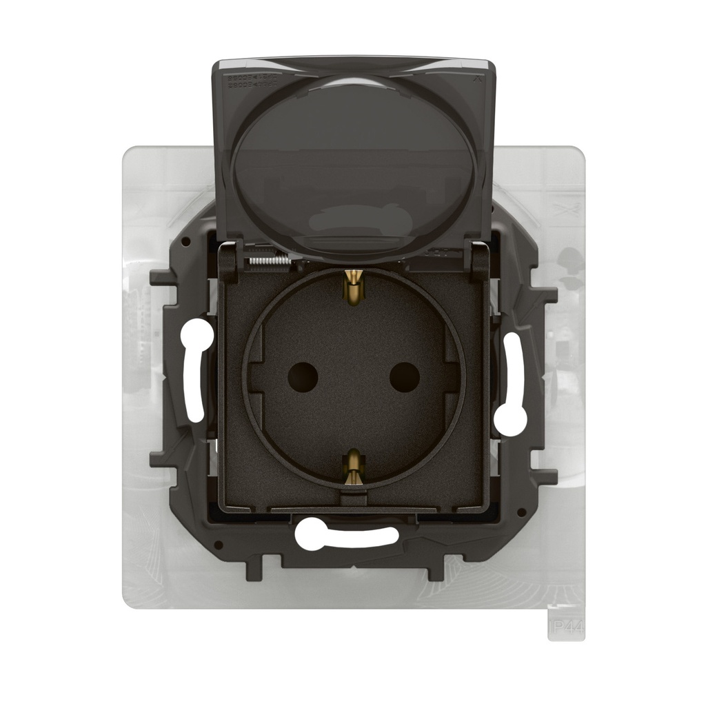 Контакт ШУКО 16A с капак IP44 и детска защита цвят Черен Niloe New Legrand