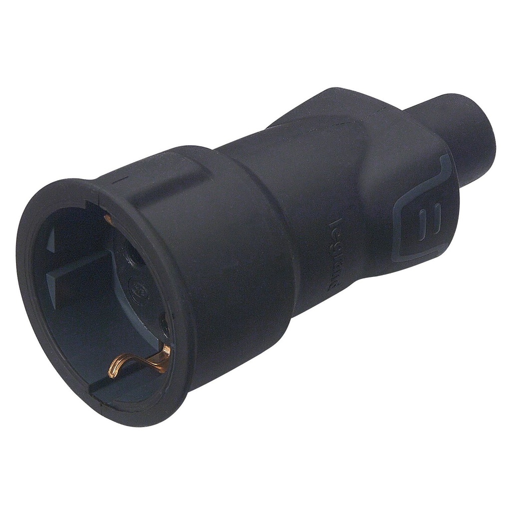 Куплунг черен 2P+Т 16A ІР44 250V гумиран Legrand