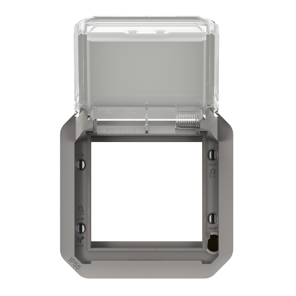 Адаптер за Mosaic 45x45мм с прозрачен капак механизъм цвят Сив IP55 Plexo New Legrand