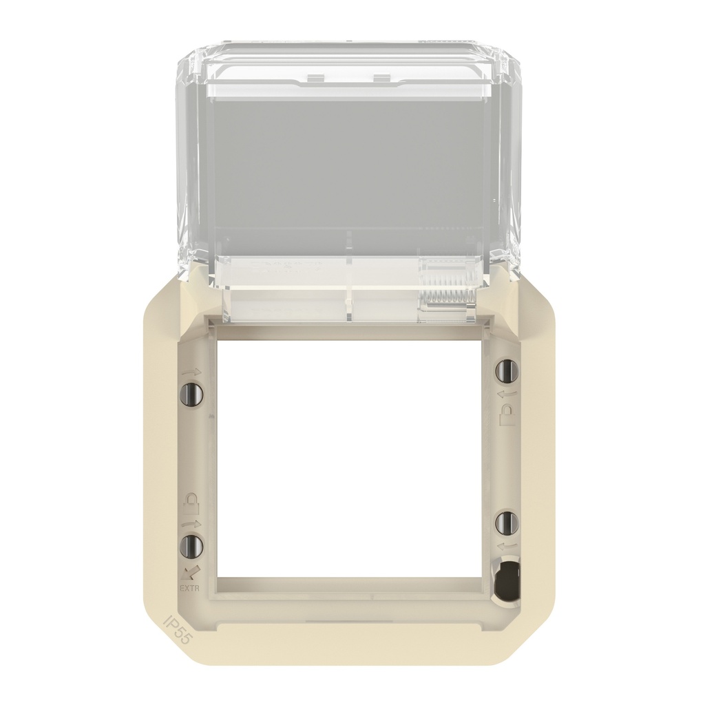 Адаптер за Mosaic 45x45мм с прозрачен капак механизъм цвят Крем IP55 Plexo New Legrand