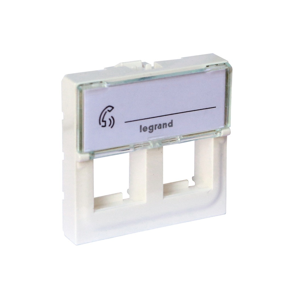 Лицев панел бял 45х45мм за 2х RJ45 Keystone, плосък прав изход Legrand