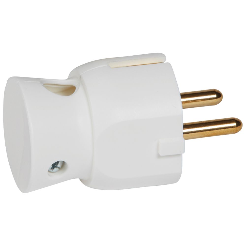 Щепсел бял 2P+Т 16A 250V 90'' изход на кабела /25бр/ Legrand