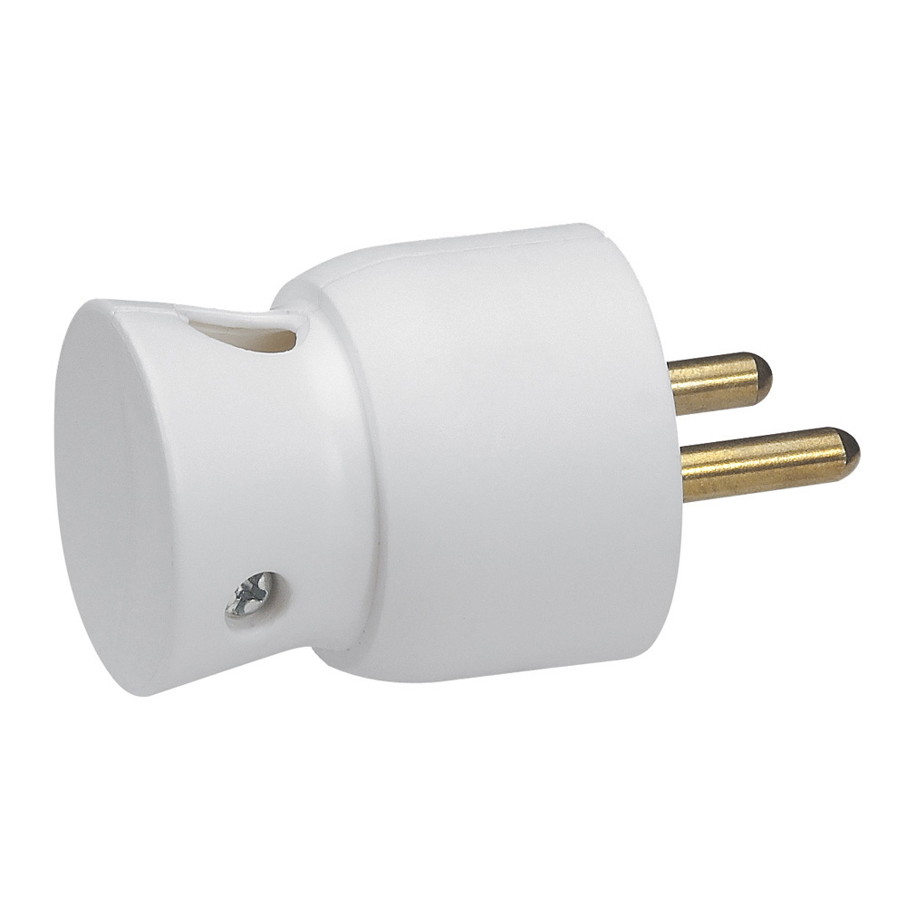 Щепсел бял 2P+Т 16A френски 90° изход на кабела 250V Legrand
