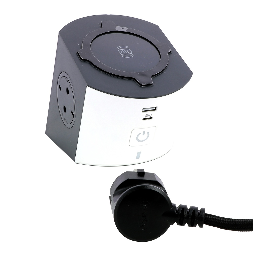 Разклонител бял 2x2P+E с кабел 2 метра с безжично зарядно 10W и USB A+C 3A 15W Corner NEW Legrand