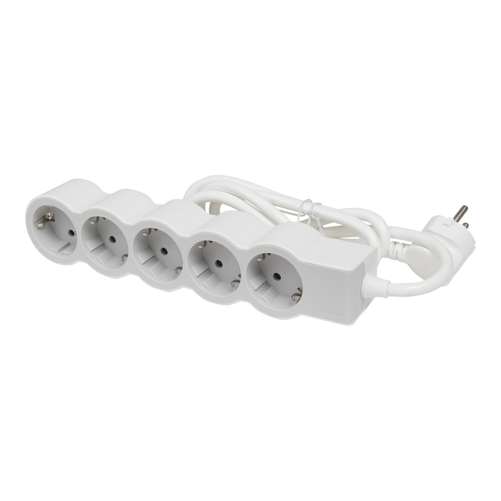 Разклонител БЯЛ 5x2P+E с кабел 1.5 метра / 3x1.5мм2 Standard NEW Legrand
