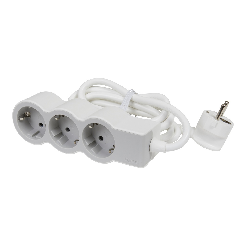 Разклонител БЯЛ 3x2P+E с кабел 1.5 метра / 3x1.5мм2 Standard NEW Legrand