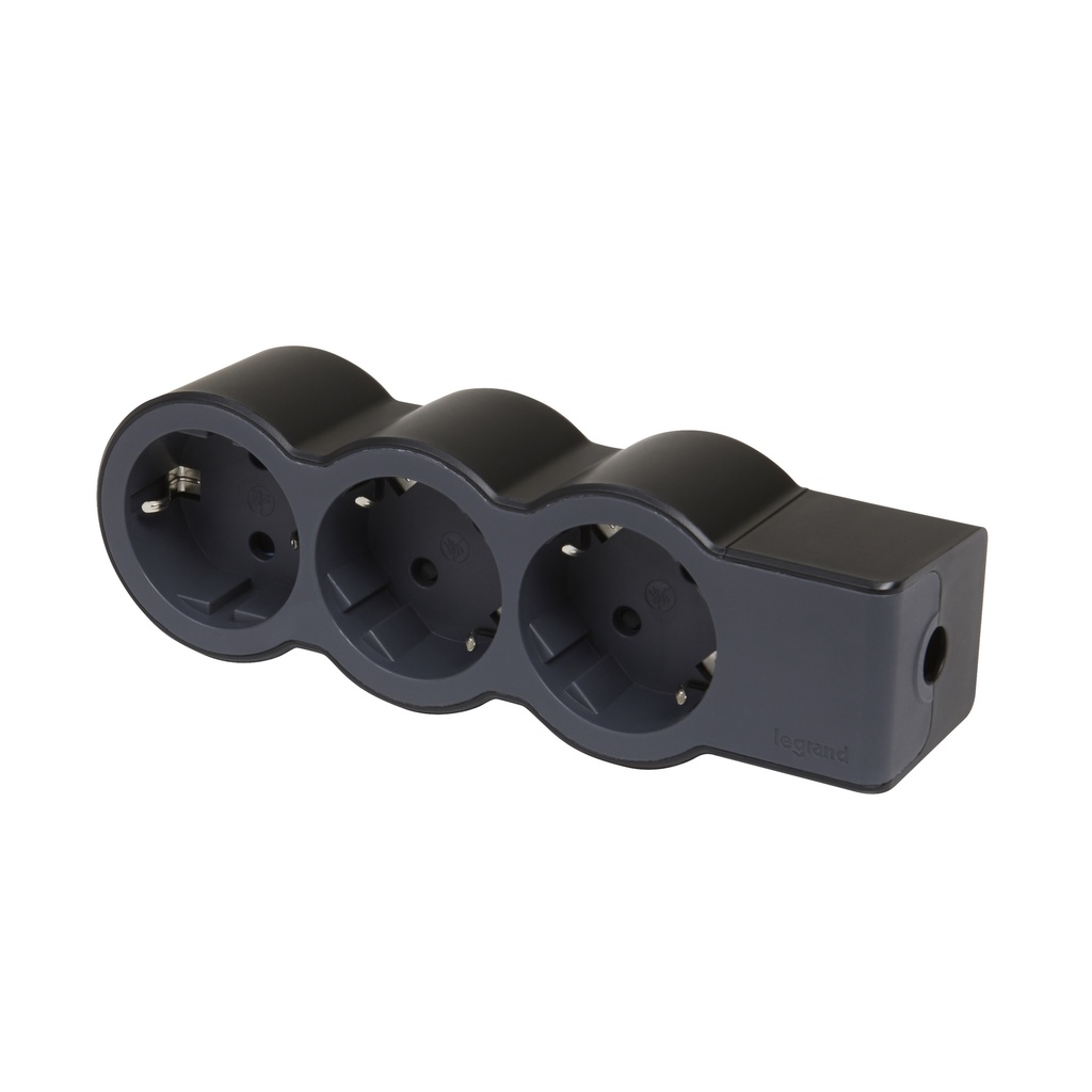 Разклонител ЧЕРЕН 3x2P+E без кабел Standard NEW Legrand