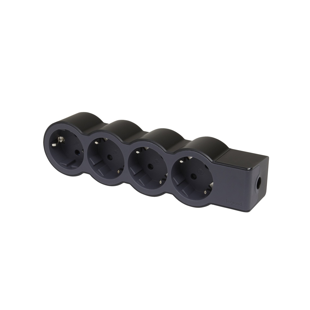 Разклонител ЧЕРЕН 4x2P+E без кабел Standard NEW Legrand
