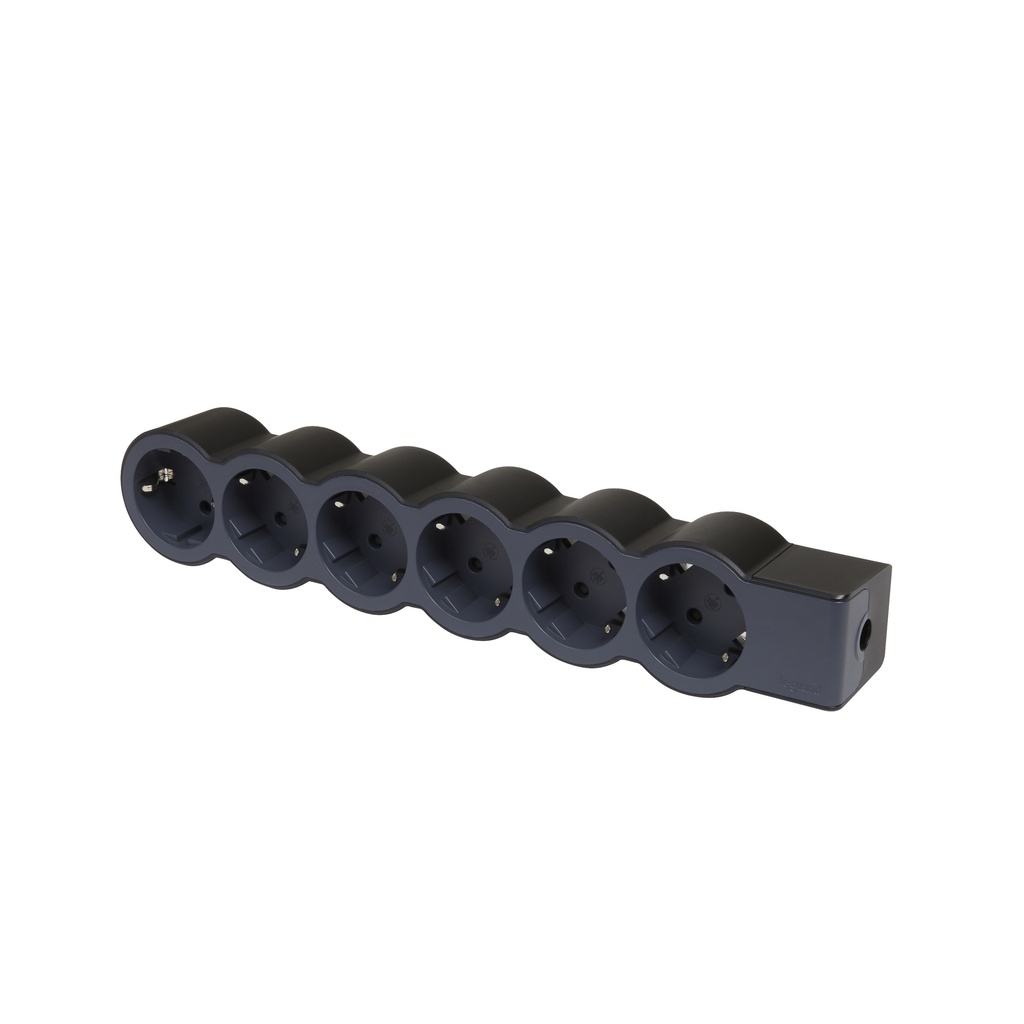 Разклонител ЧЕРЕН 6x2P+E без кабел Standard NEW Legrand