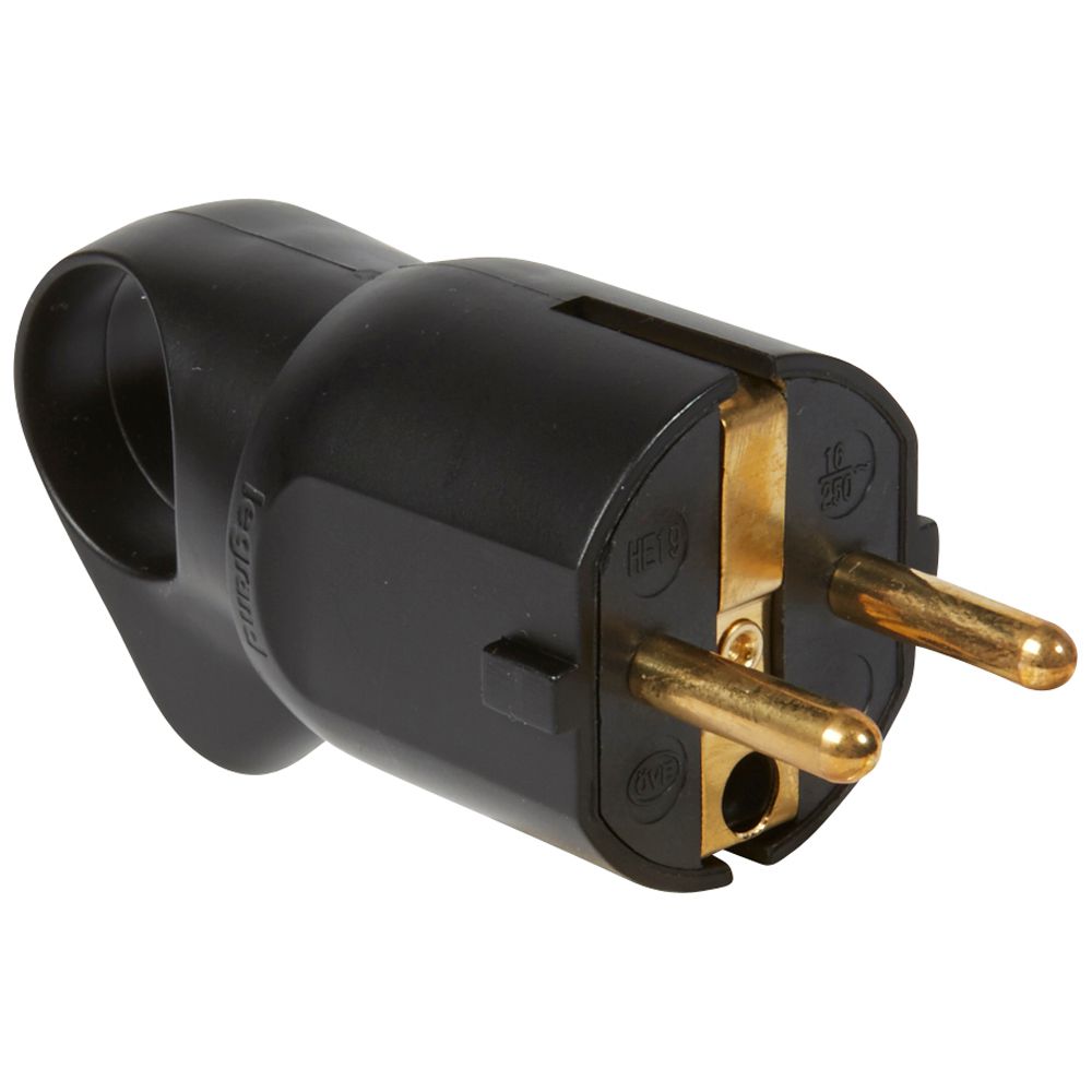 Щепсел черен 2P+Т 16A 250V с ринг Legrand