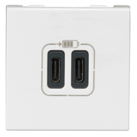 Розетка 2хUSB за зареждане тип C 3A 15W 2 мод. цвят Бял Mosaic Legrand