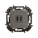 Розетка 2хUSB за зареждане тип A+C 3A 15W цвят Сив Niloe New Legrand