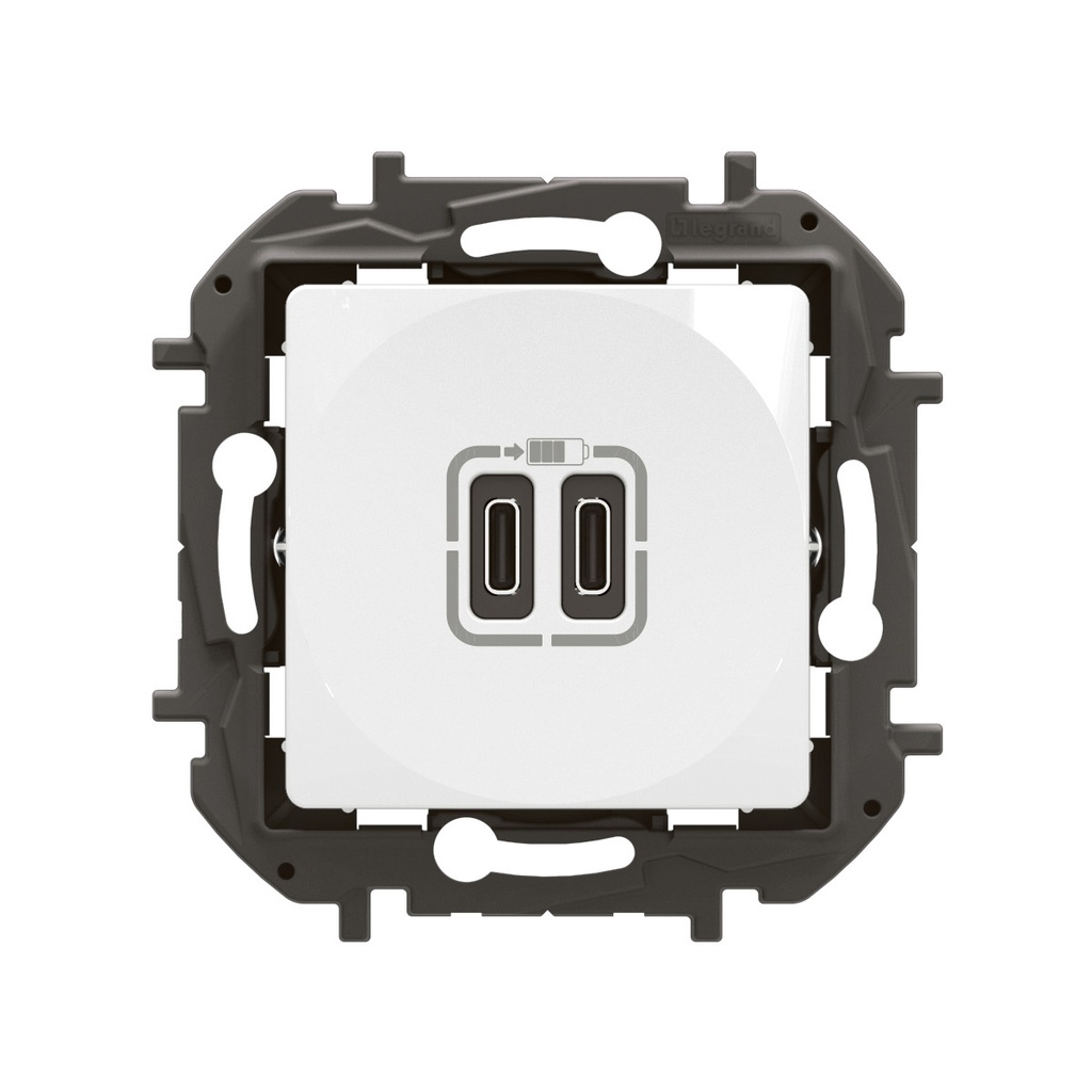 Розетка 2хUSB за зареждане тип C 3A 15W цвят Бял Niloe New Legrand