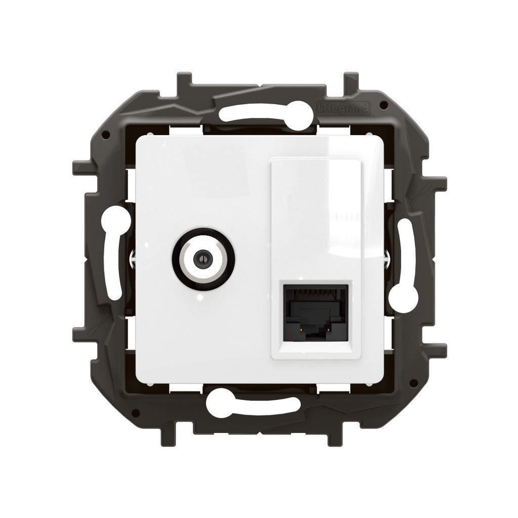 Розетка TV тип F конектор + RJ45 UTP cat.6 цвят Бял Niloe New Legrand