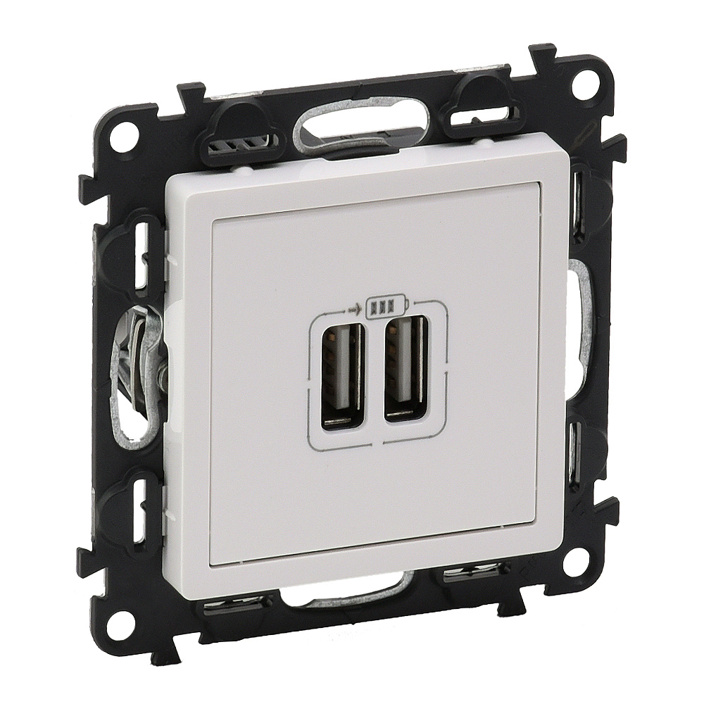 Розетка 2хUSB за зареждане тип A 2.4A 12W цвят Бял Valena Life Legrand