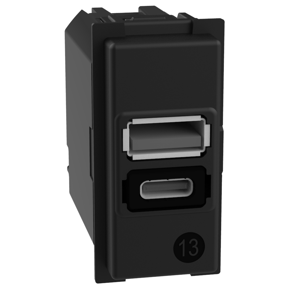 Розетка 2xUSB за зареждане тип A+C 3A 15W 1 мод. Living Now Bticino