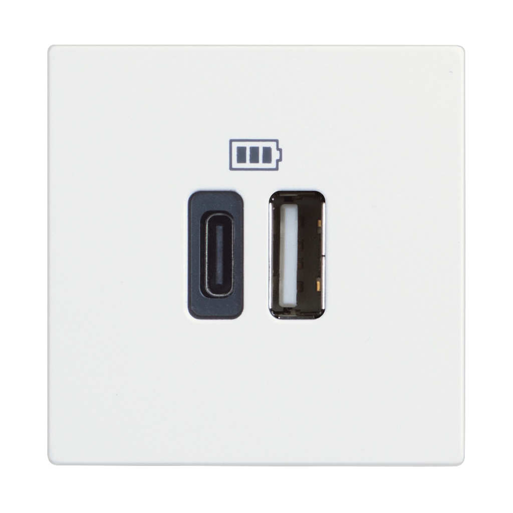 Розетка 2xUSB за зареждане тип A+C 3A 15W 2 мод. цвят Бял /блистер/ Classia Bticino