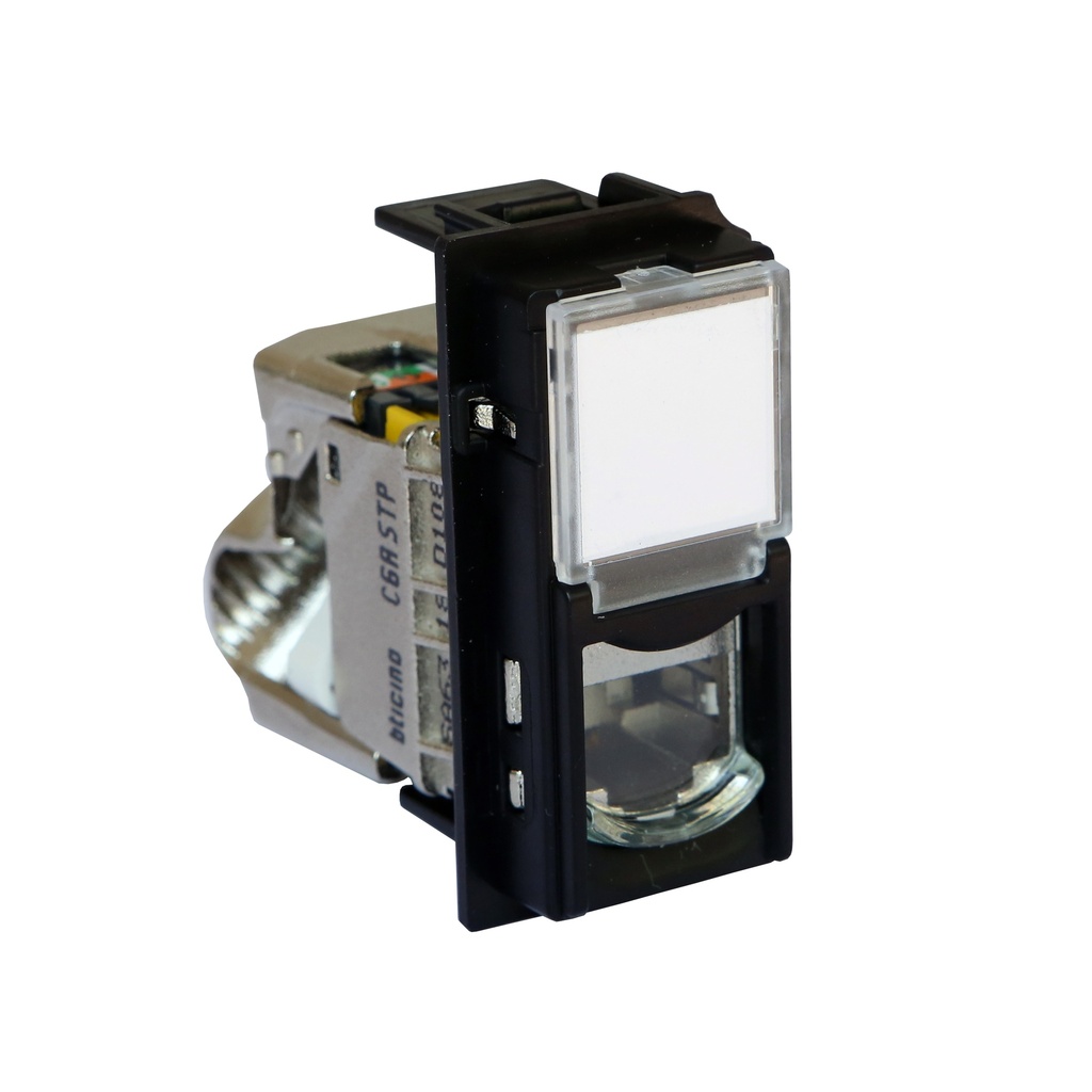 Розетка RJ45 cat.6A STP конектор toolless IDC 1 мод. цвят Черен Living Now Bticino