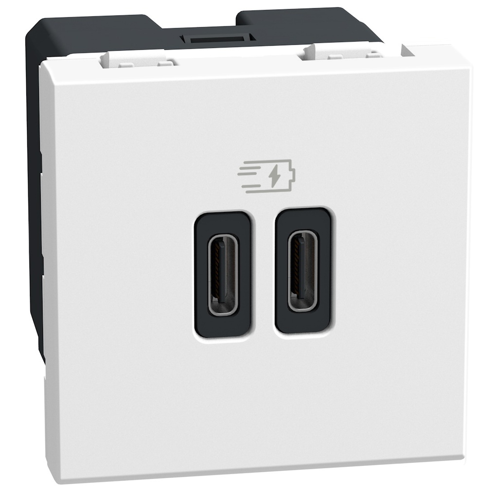 Розетка 2xUSB за зареждане тип C+C 3A 30W 2 мод. цвят Бял Light Now Bticino