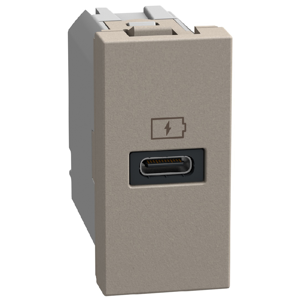 Розетка USB за зареждане тип C Power Delivery 20W 1 мод. цвят Камък Light Now Bticino