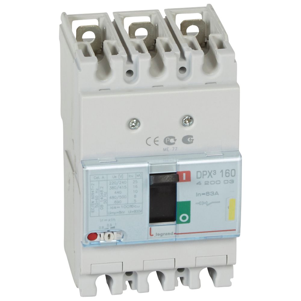 Автомат DPX3 160 TM 3P 63A 16кА регулируем (In x 0.8...1) Legrand
