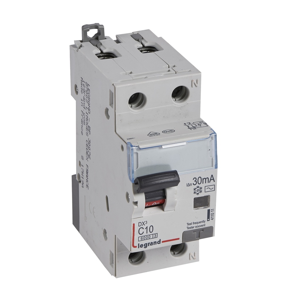 ДТЗ комбинирана DX3 1P+N 10A крива C 30mA тип AC 6kA 2 мод. Legrand