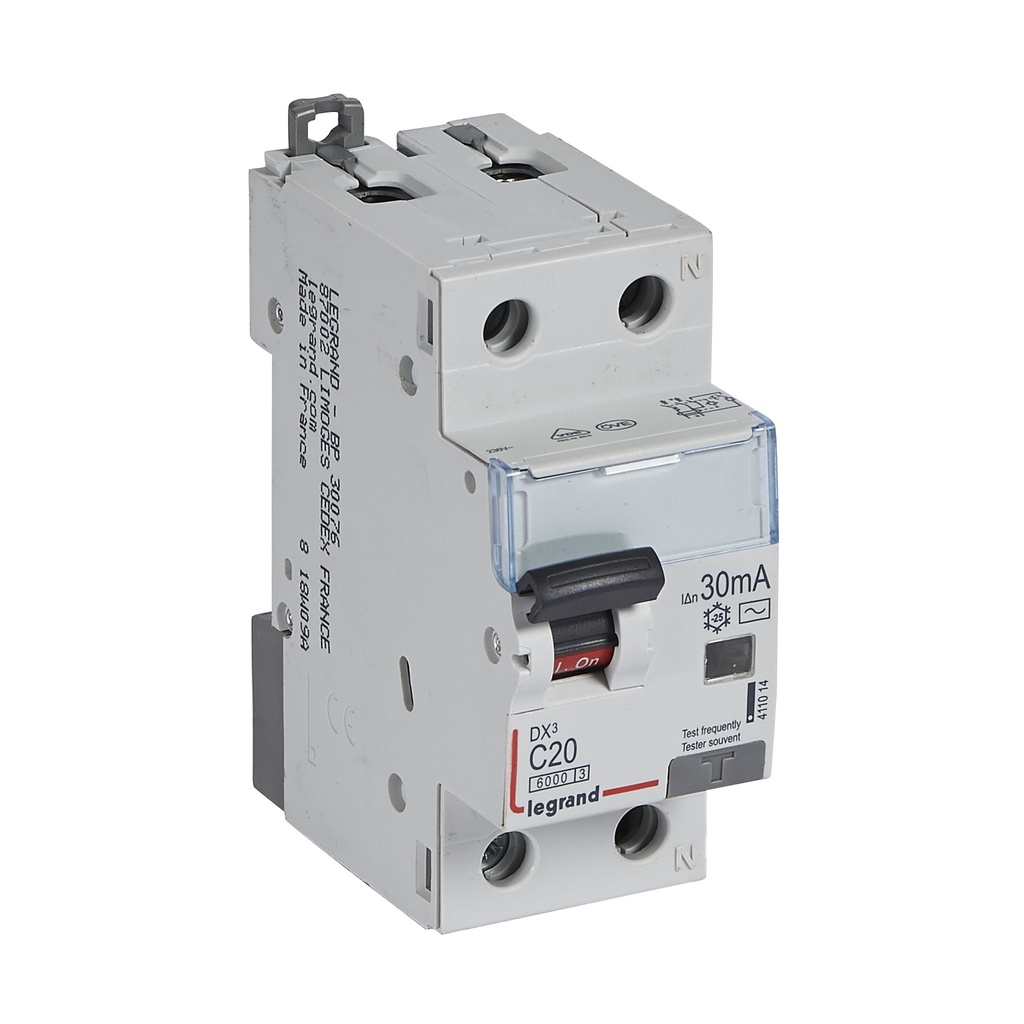 ДТЗ комбинирана DX3 1P+N 20A крива C 30mA тип AC 6kA 2 мод. Legrand