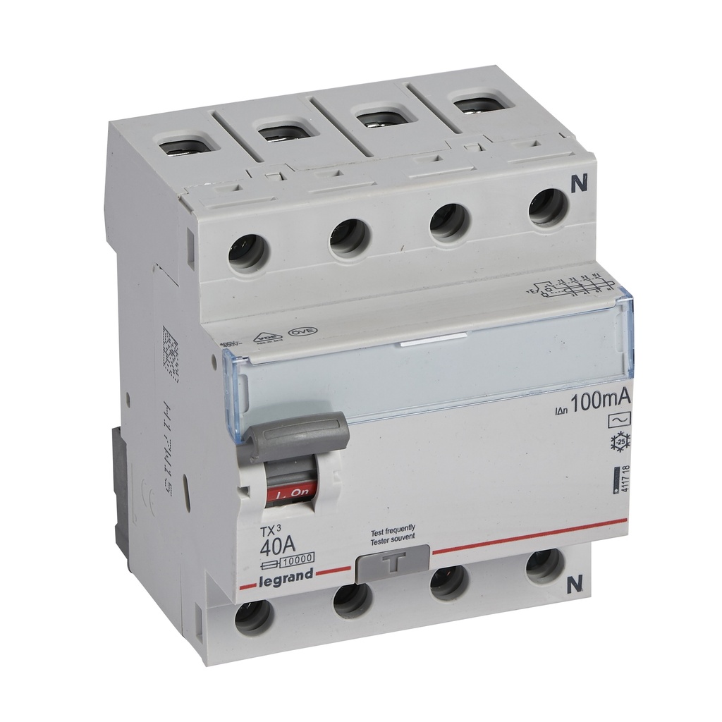 ДТЗ 4P 40A 100mА серия TX3 ID тип AC Legrand