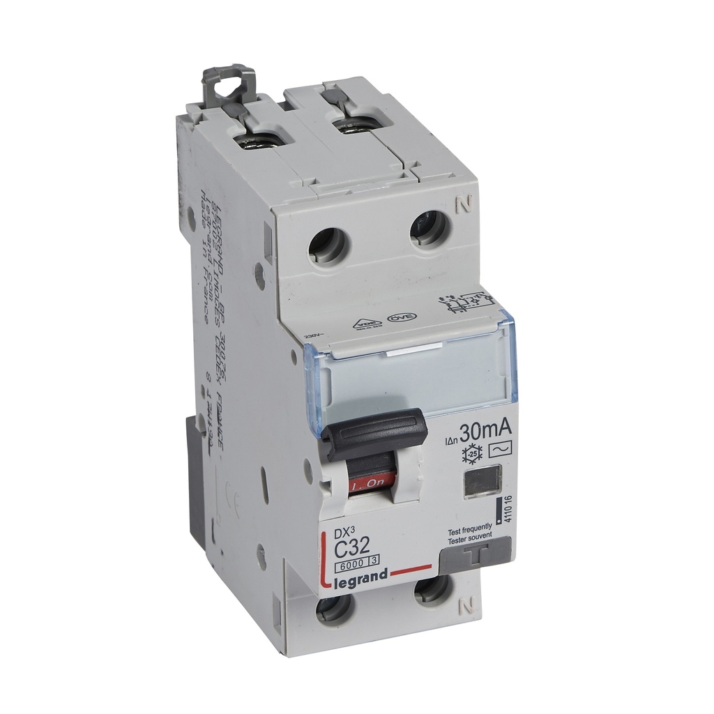 ДТЗ комбинирана DX3 1P+N 32A крива C 30mA тип AC 6kA 2 мод. Legrand