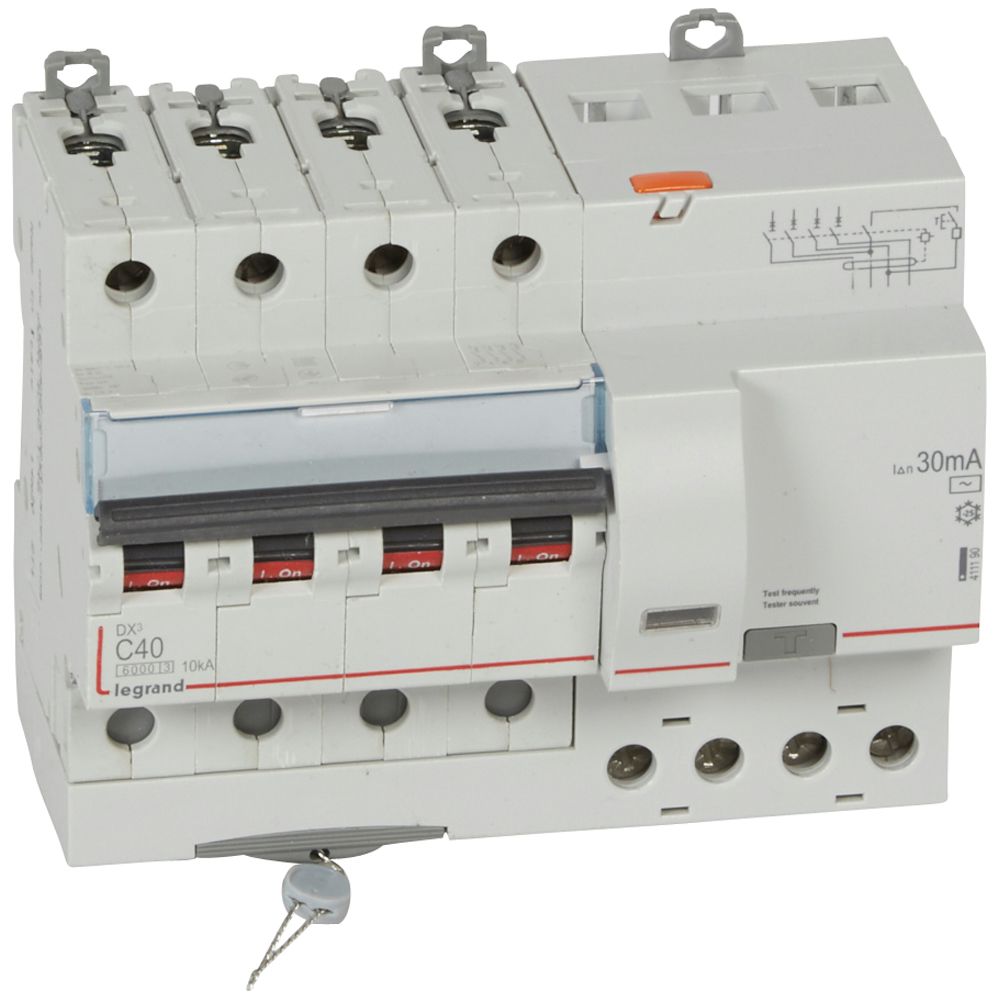 ДТЗ комбинирана DX3 4P 40A крива C 30mA тип AC 6kA 7 мод. Legrand
