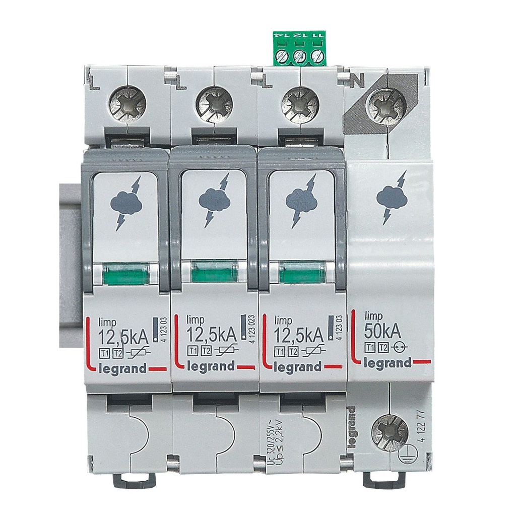Катоден отводител тип 1+2 SPD 12.5kA 320V 3P+N R с индикация Legrand