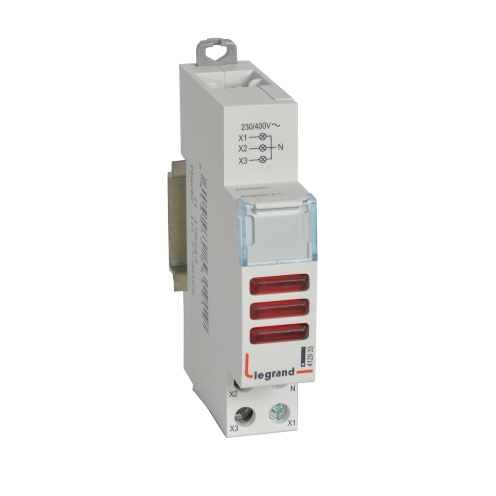 DIN Индикатор за три фази червен 220/400V 1 мод. Legrand