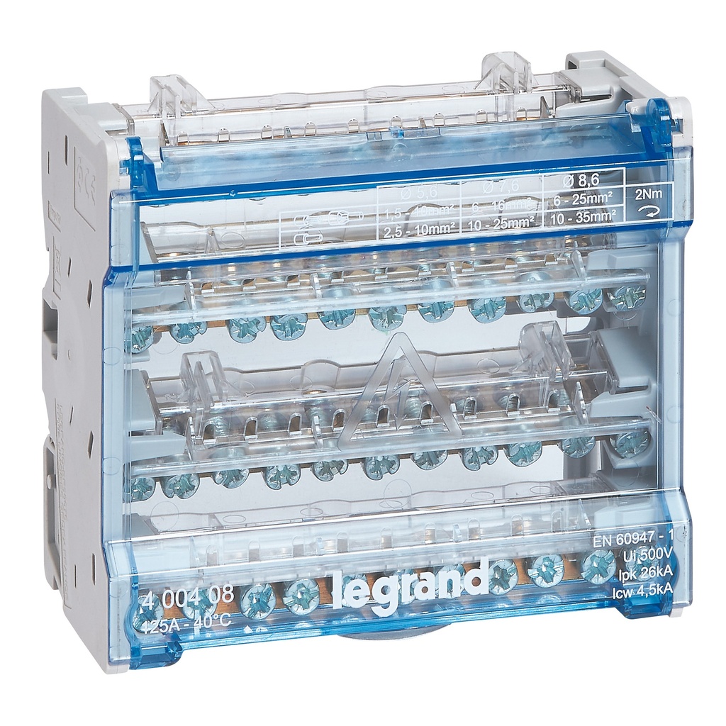Разпределителен клемен блок 125A 4P 6 модула Legrand
