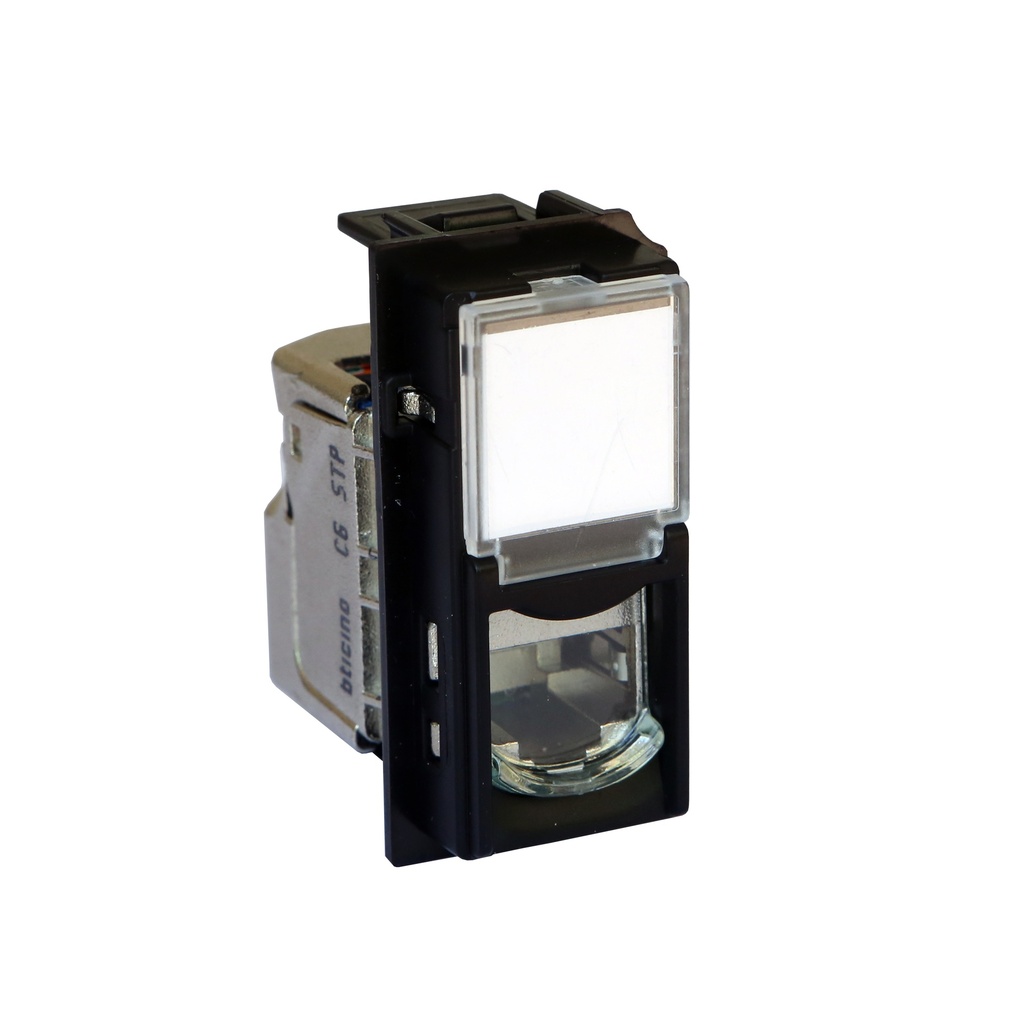 Розетка RJ45 cat.6 STP конектор toolless IDC 1 модул цвят Черен Living Now Bticino