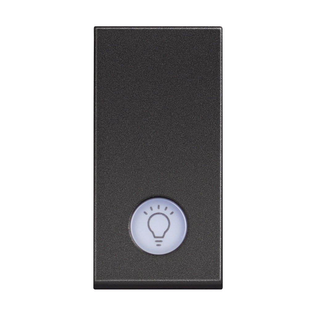 Бутон с LED индикация на 230V и символ лампа 1 модул 10A цвят Черен /блистер/ Classia Bticino